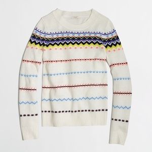J. Crew Zigzag Fair Isle Sweater in Ivory Neon